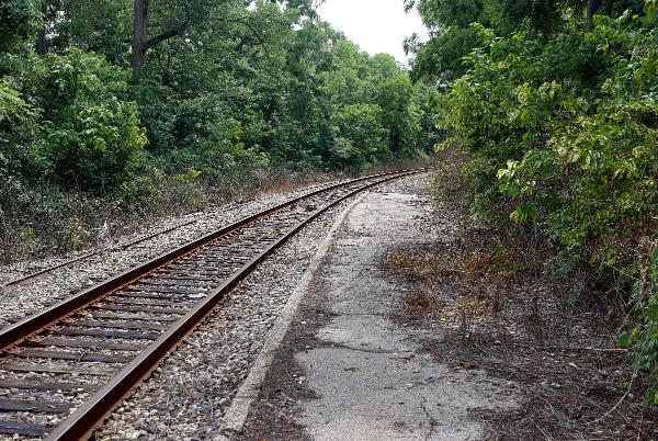 Tracks approaching the Norwood station on the PRR Richmond Division connection to the B&O mainline