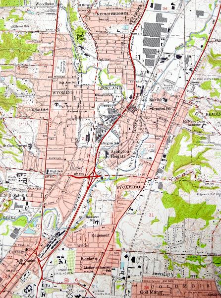 An early 1950s map showing I-75