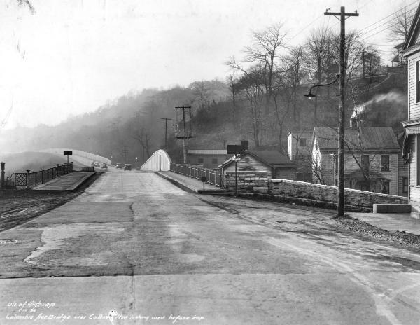 Historic photo of the old Columbia Avenue bridge over Collins Avenue