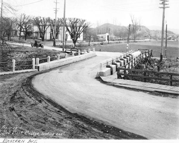 Historic photo of the old Eastern Avenue bridge over Duck Creek