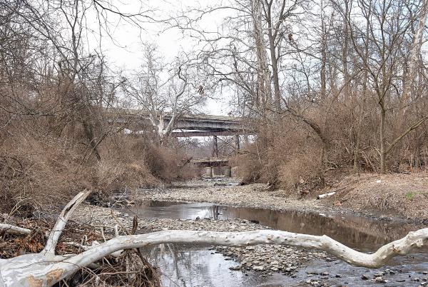 Looking north up Duck Creek from the old Red Bank Road bridge