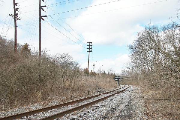 Location of a former crossing of Red Bank Road and the PRR Richmond Division