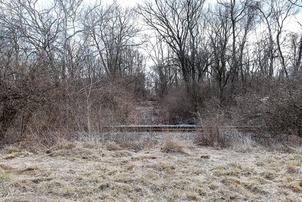 Old Wooster Pike alignment as seen from the new Red Bank Road