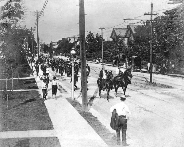 Historic photo of IR&T Rapid Railway tracks on Montgomery Road at Lester Road in Pleasant Ridge