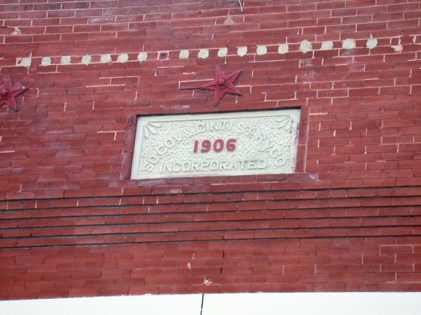 Detail of the carbarn on Lowell Street in Newport, Kentucky