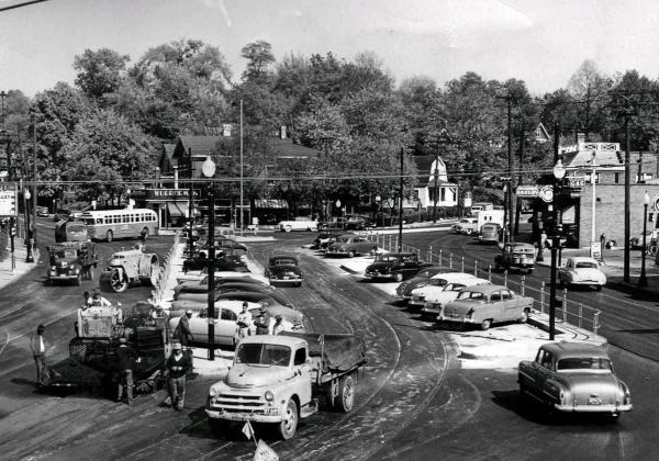 Historic photo of Mt. Lookout Square in 1952