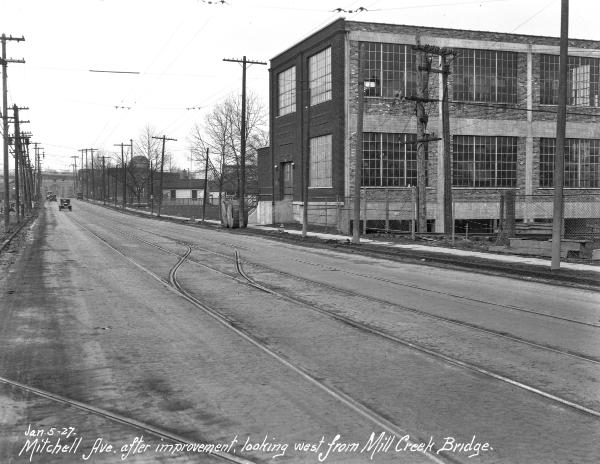Historic photo of the original alignment of Mitchell Avenue